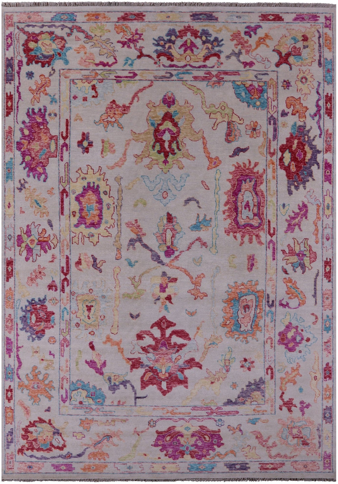 Ivory Turkish Oushak Hand Knotted Wool Rug - 10' 0" X 14' 4" - Golden Nile