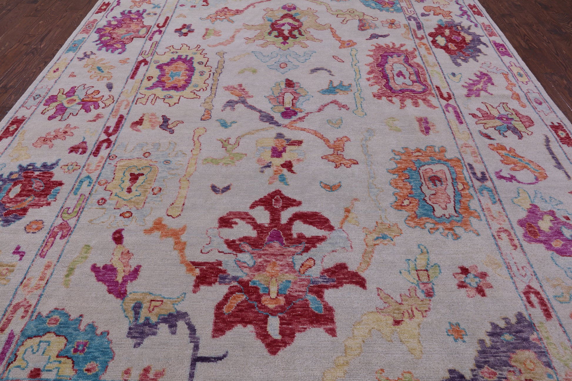 Ivory Turkish Oushak Hand Knotted Wool Rug - 10' 0" X 14' 4" - Golden Nile