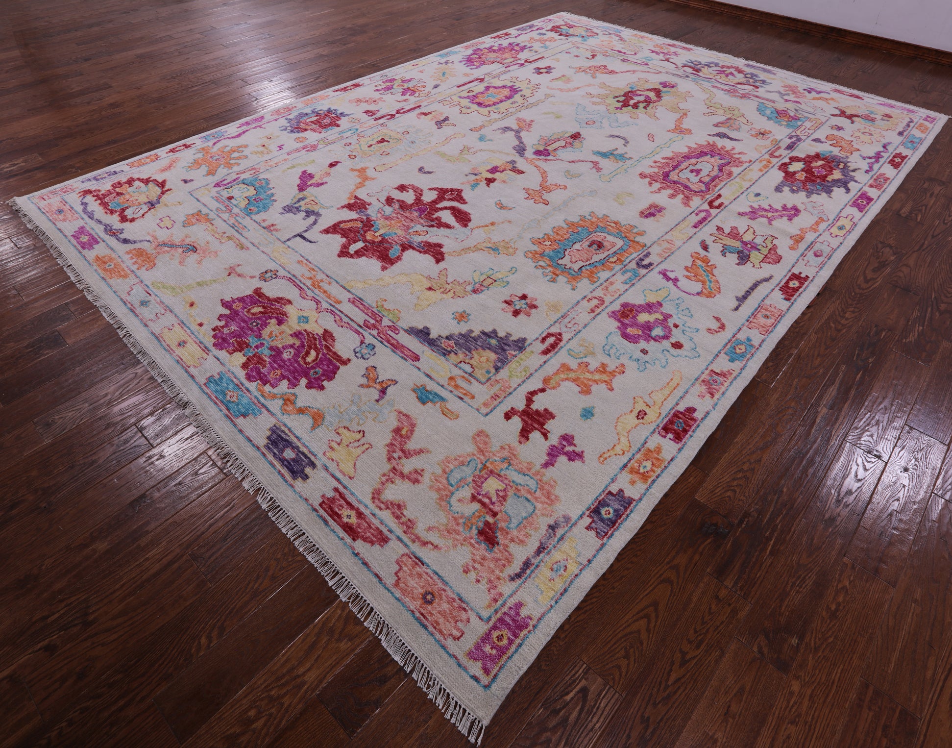 Ivory Turkish Oushak Hand Knotted Wool Rug - 10' 0" X 14' 4" - Golden Nile