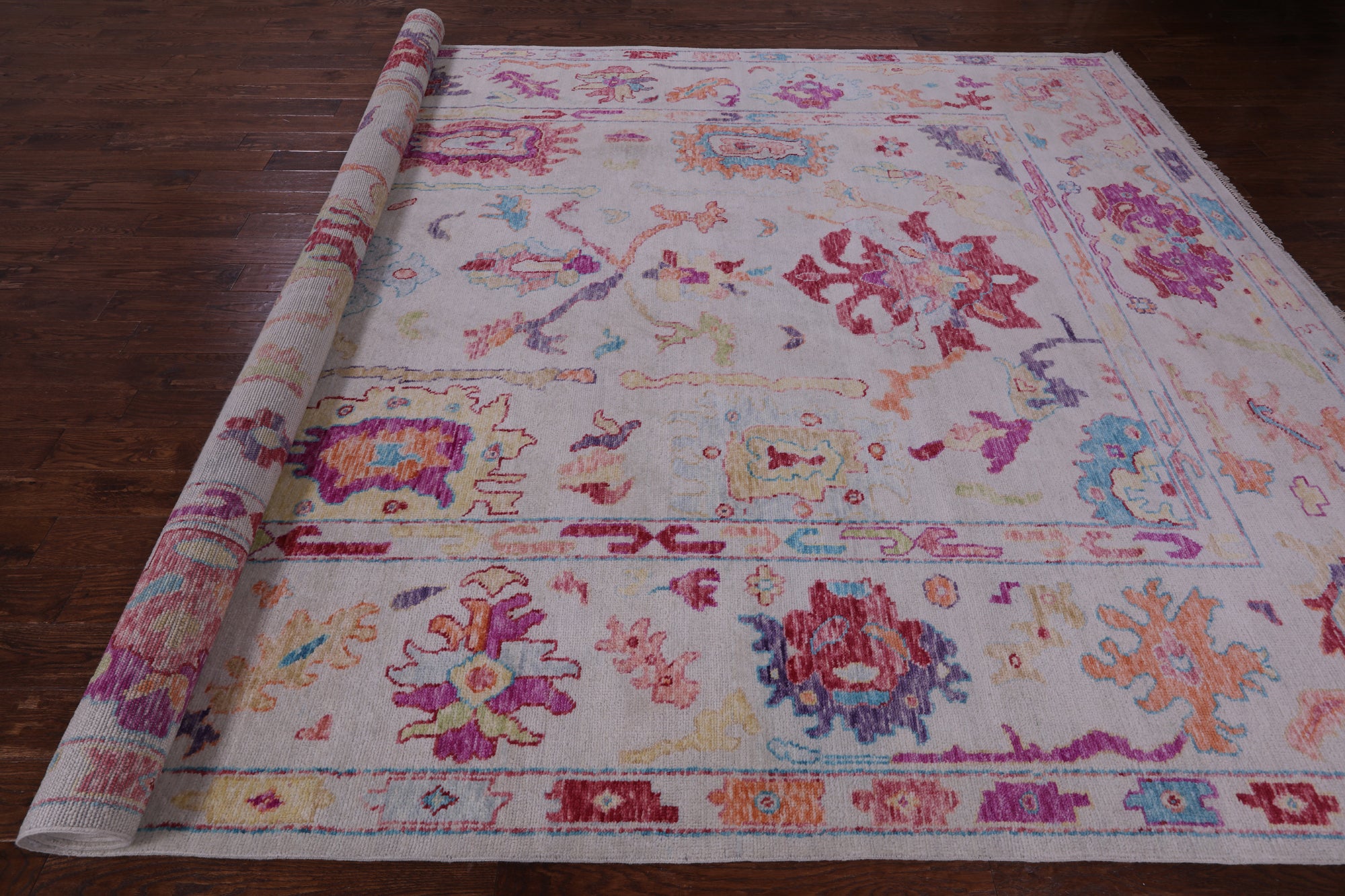 Ivory Turkish Oushak Hand Knotted Wool Rug - 10' 0" X 14' 4" - Golden Nile