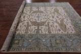 Ivory Turkish Oushak Hand Knotted Wool Area Rug - 8' 2" X 9' 10" - Golden Nile