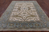 Ivory Turkish Oushak Hand Knotted Wool Area Rug - 8' 2" X 9' 10" - Golden Nile
