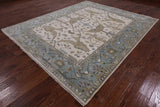 Ivory Turkish Oushak Hand Knotted Wool Area Rug - 8' 2" X 9' 10" - Golden Nile