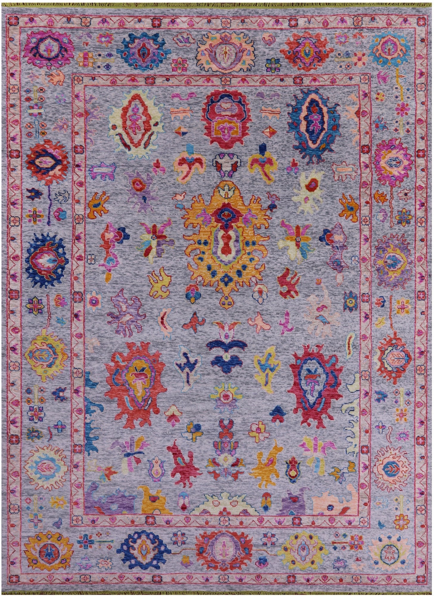 Grey Turkish Oushak Hand Knotted Wool Rug - 10' 3" X 13' 9" - Golden Nile