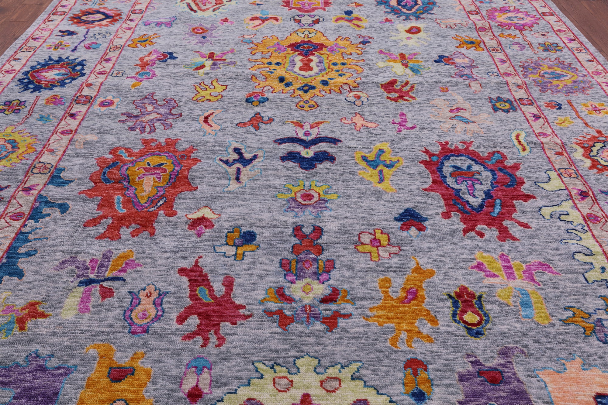 Grey Turkish Oushak Hand Knotted Wool Rug - 10' 3" X 13' 9" - Golden Nile
