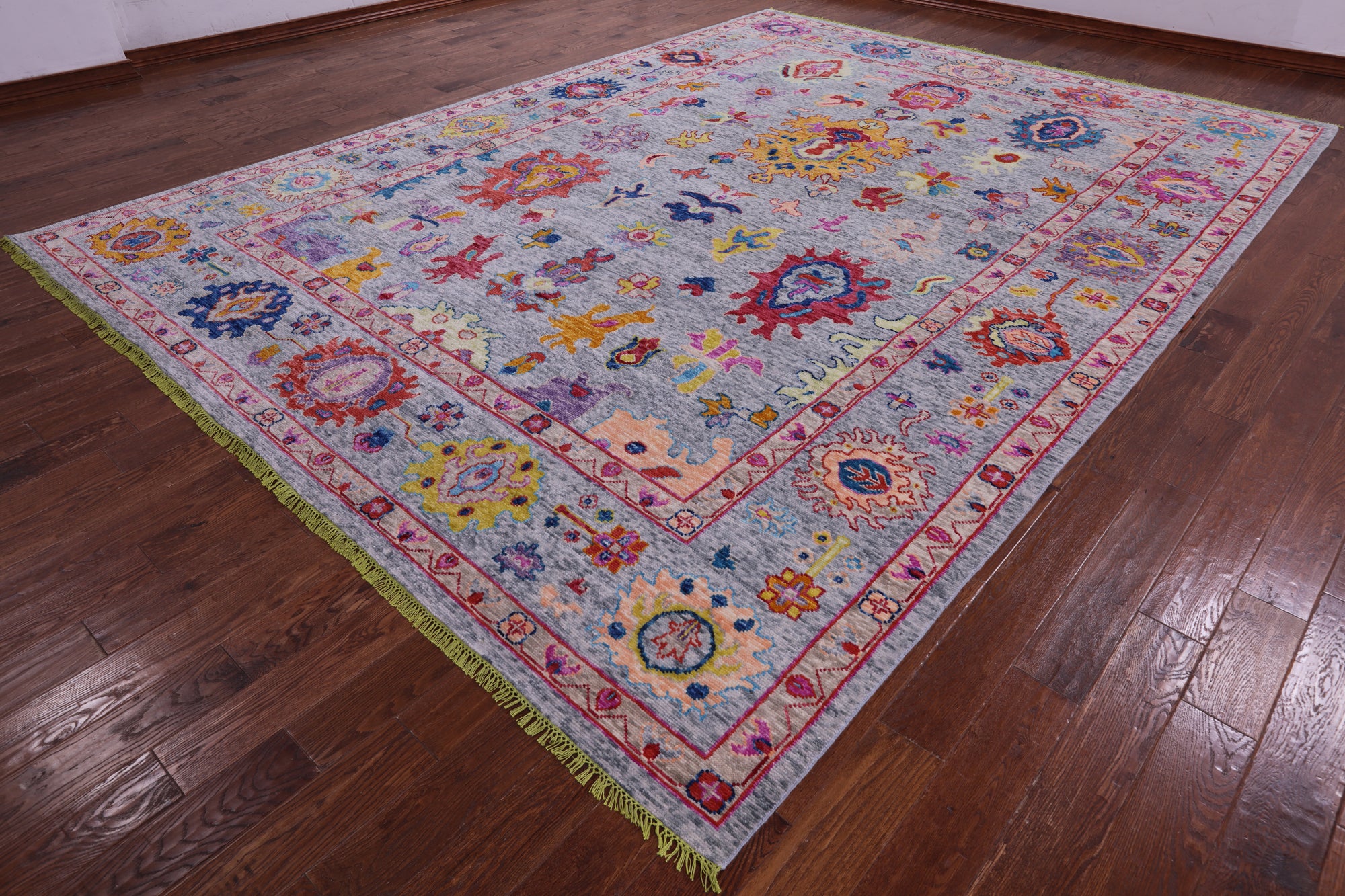 Grey Turkish Oushak Hand Knotted Wool Rug - 10' 3" X 13' 9" - Golden Nile