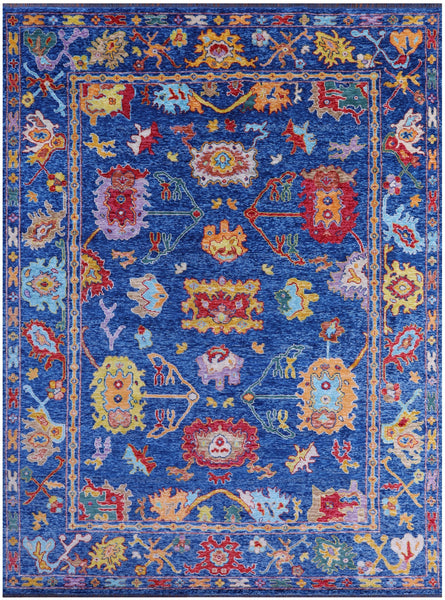 Blue Turkish Oushak Hand Knotted Wool Rug - 10' 1" X 13' 11" - Golden Nile