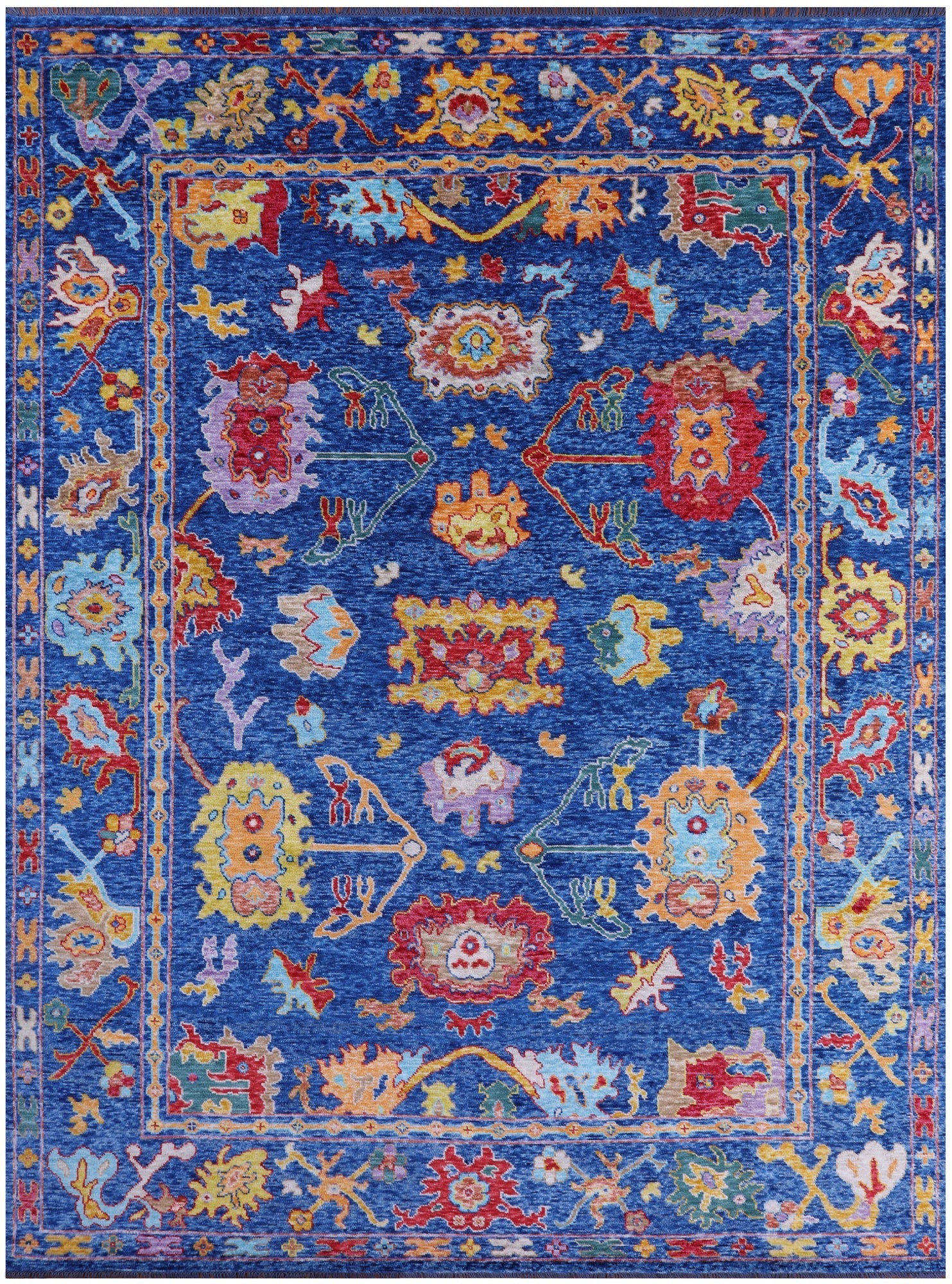 Blue Turkish Oushak Hand Knotted Wool Rug - 10' 1" X 13' 11" - Golden Nile