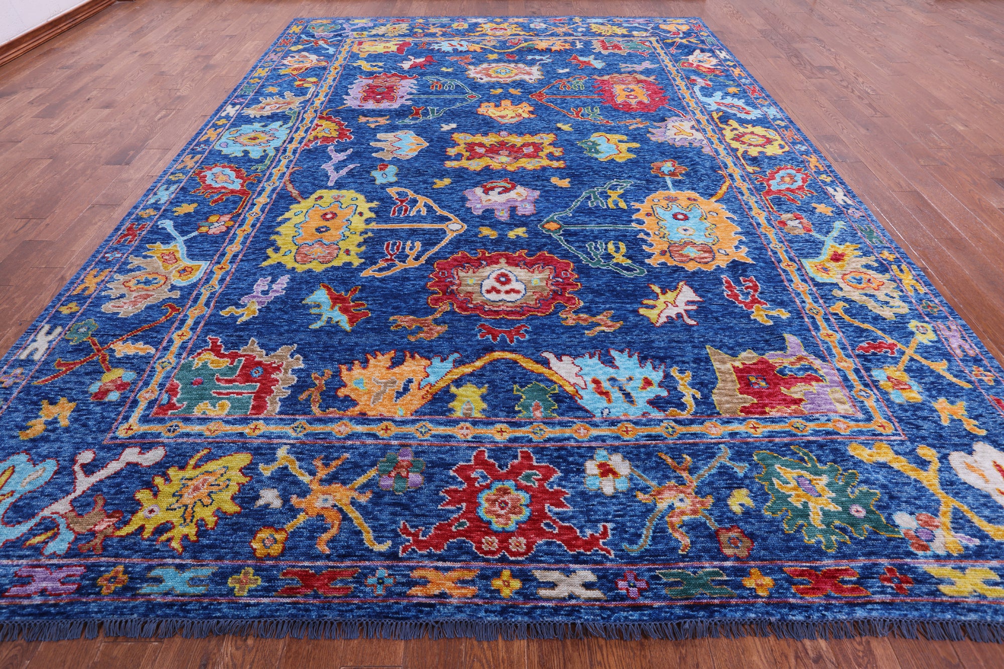 Blue Turkish Oushak Hand Knotted Wool Rug - 10' 1" X 13' 11" - Golden Nile