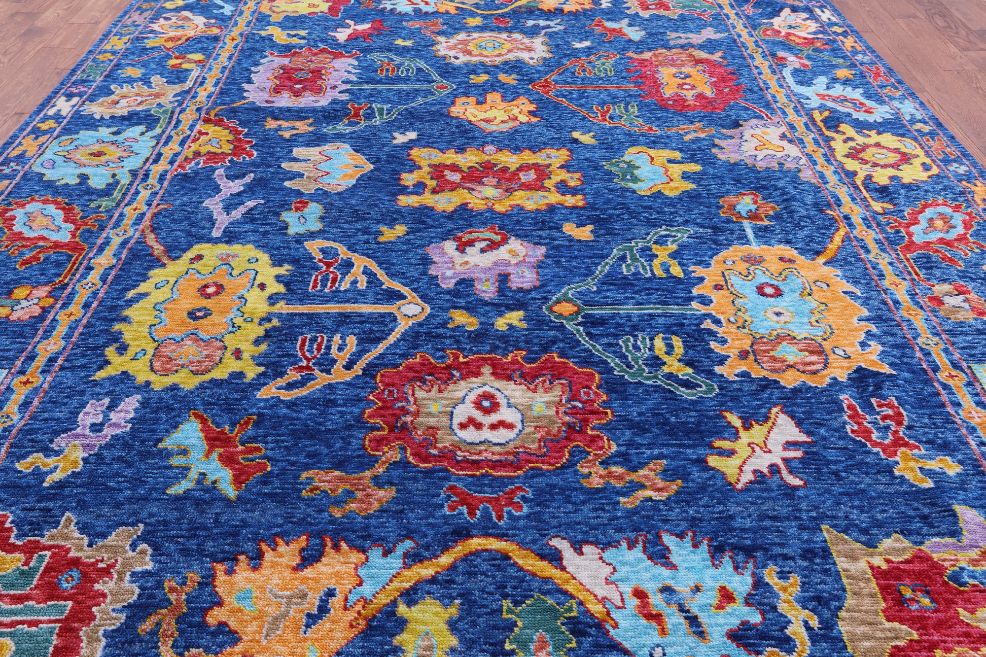 Blue Turkish Oushak Hand Knotted Wool Rug - 10' 1" X 13' 11" - Golden Nile