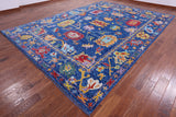 Blue Turkish Oushak Hand Knotted Wool Rug - 10' 1" X 13' 11" - Golden Nile