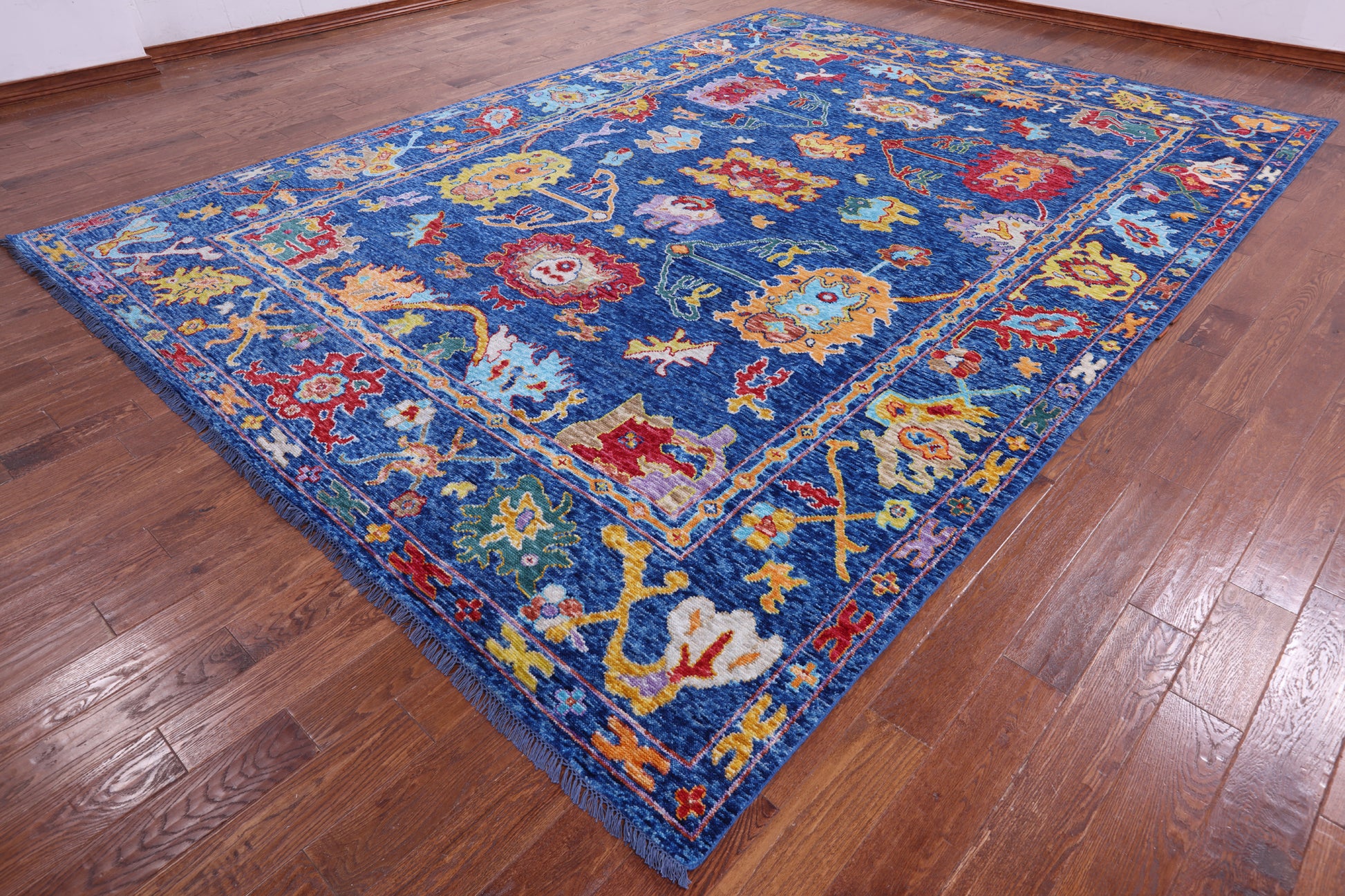 Blue Turkish Oushak Hand Knotted Wool Rug - 10' 1" X 13' 11" - Golden Nile
