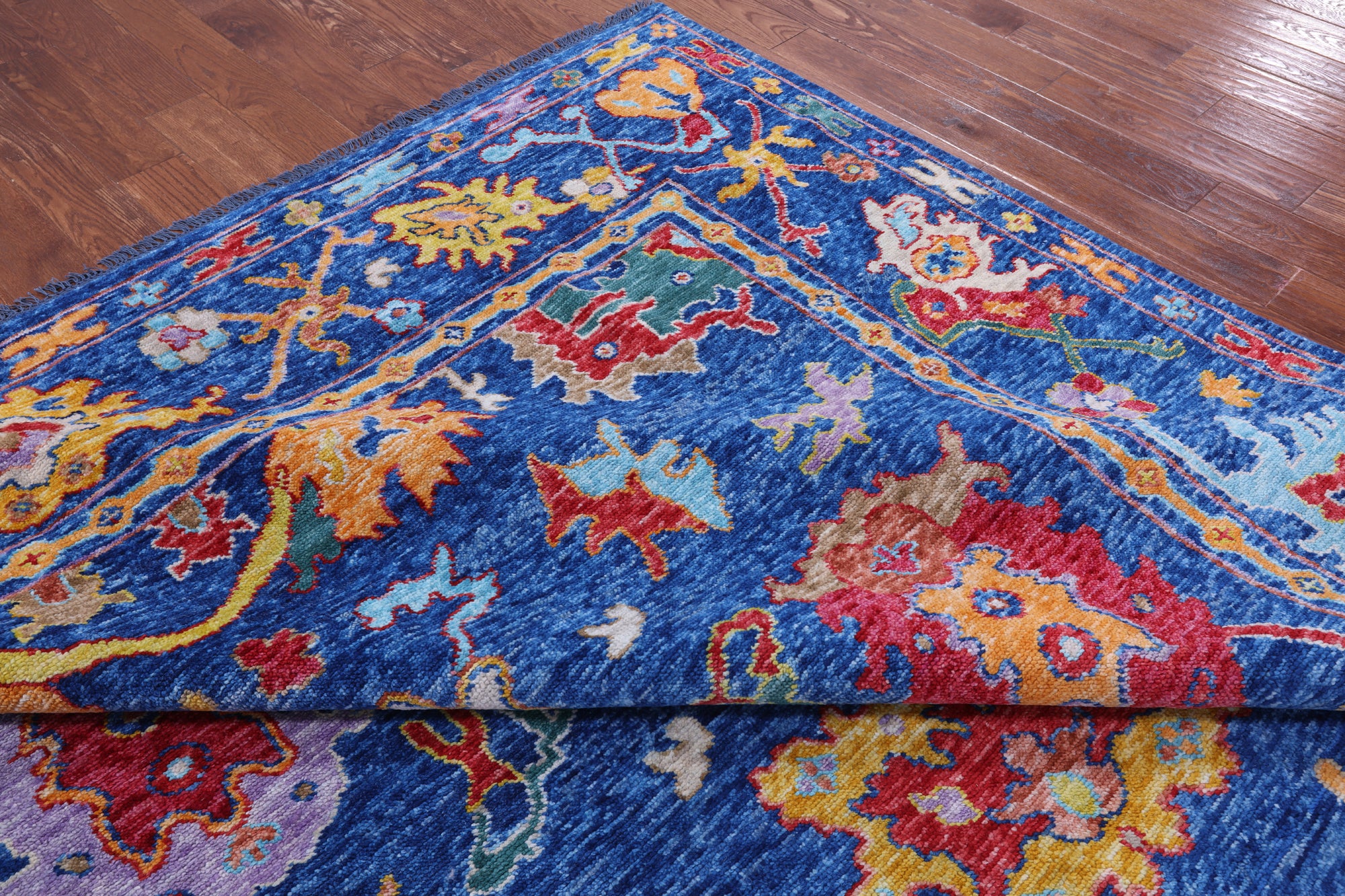 Blue Turkish Oushak Hand Knotted Wool Rug - 10' 1" X 13' 11" - Golden Nile