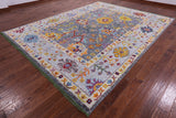 Grey Turkish Oushak Hand Knotted Wool Rug - 9' 2" X 11' 11" - Golden Nile