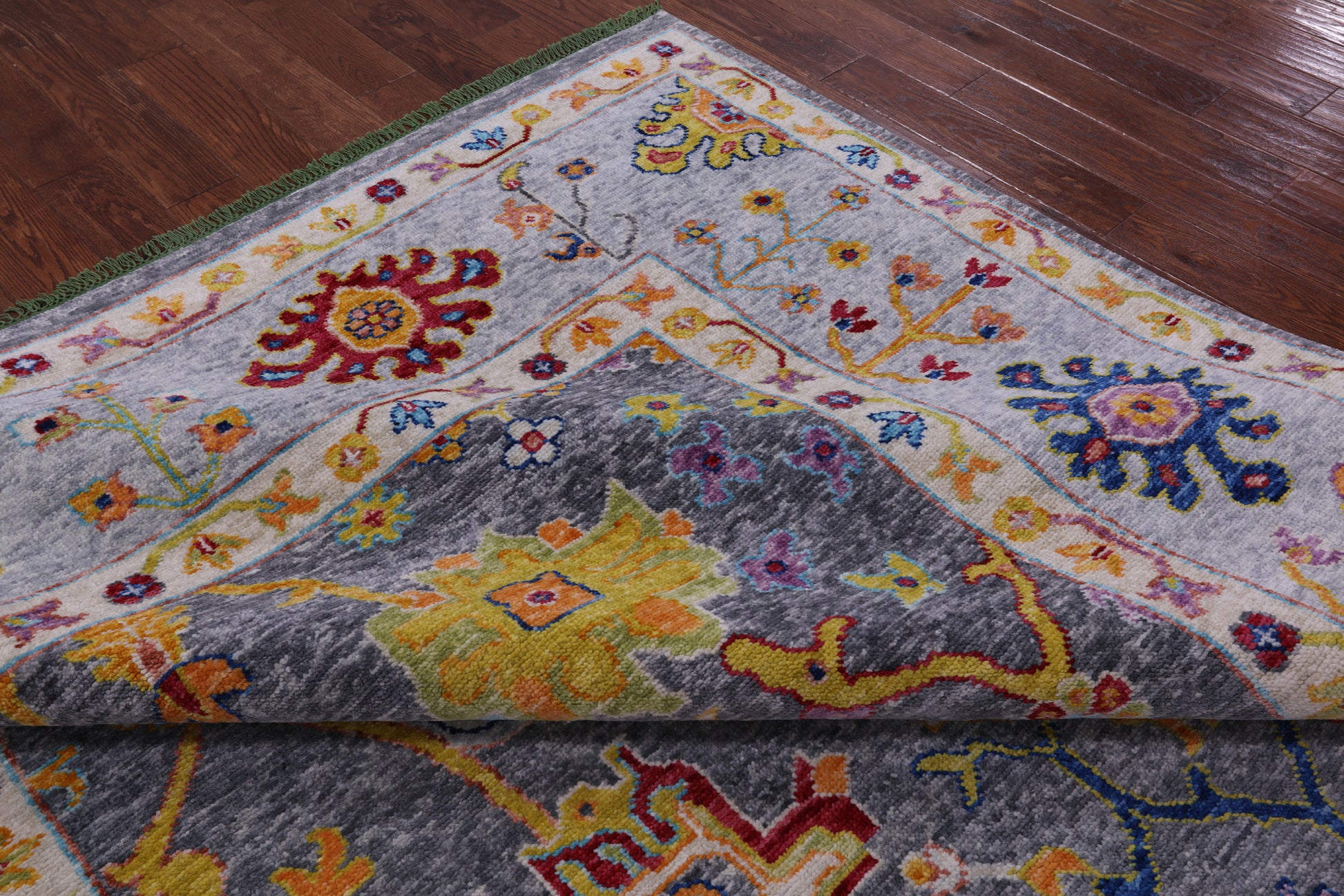 Grey Turkish Oushak Hand Knotted Wool Rug - 9' 2" X 11' 11" - Golden Nile