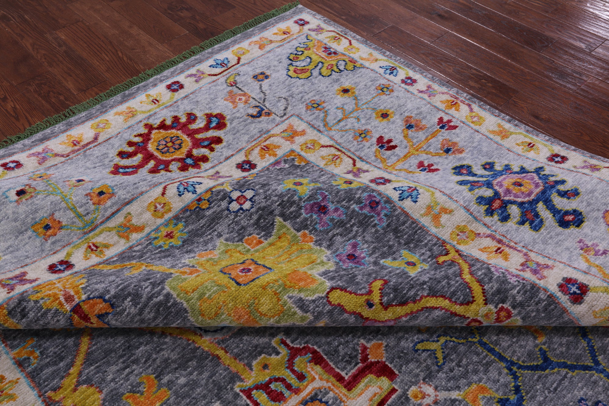 Grey Turkish Oushak Hand Knotted Wool Rug - 9' 2" X 11' 11" - Golden Nile