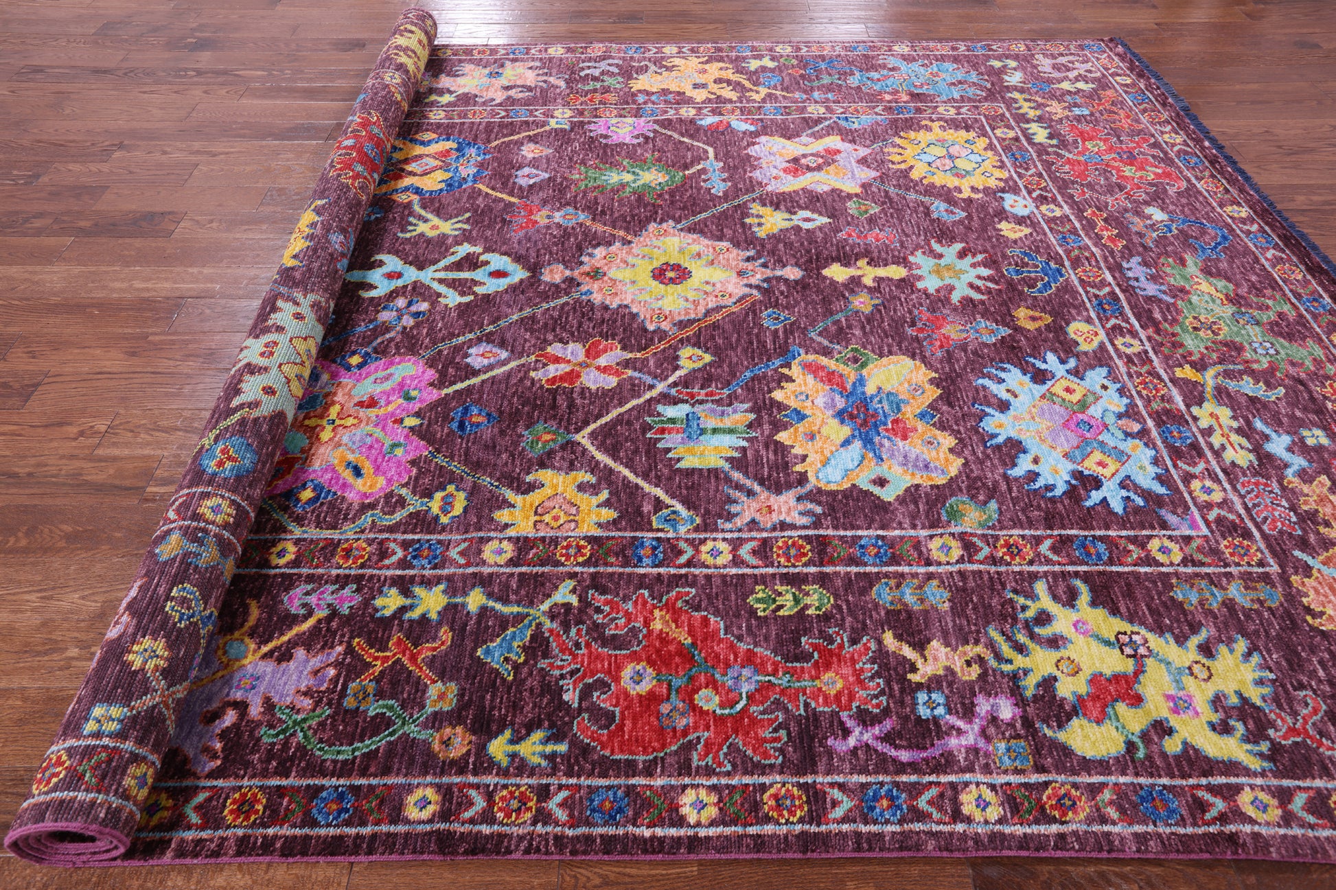 Turkish Oushak Hand Knotted Wool Rug - 9' 1" X 11' 11" - Golden Nile