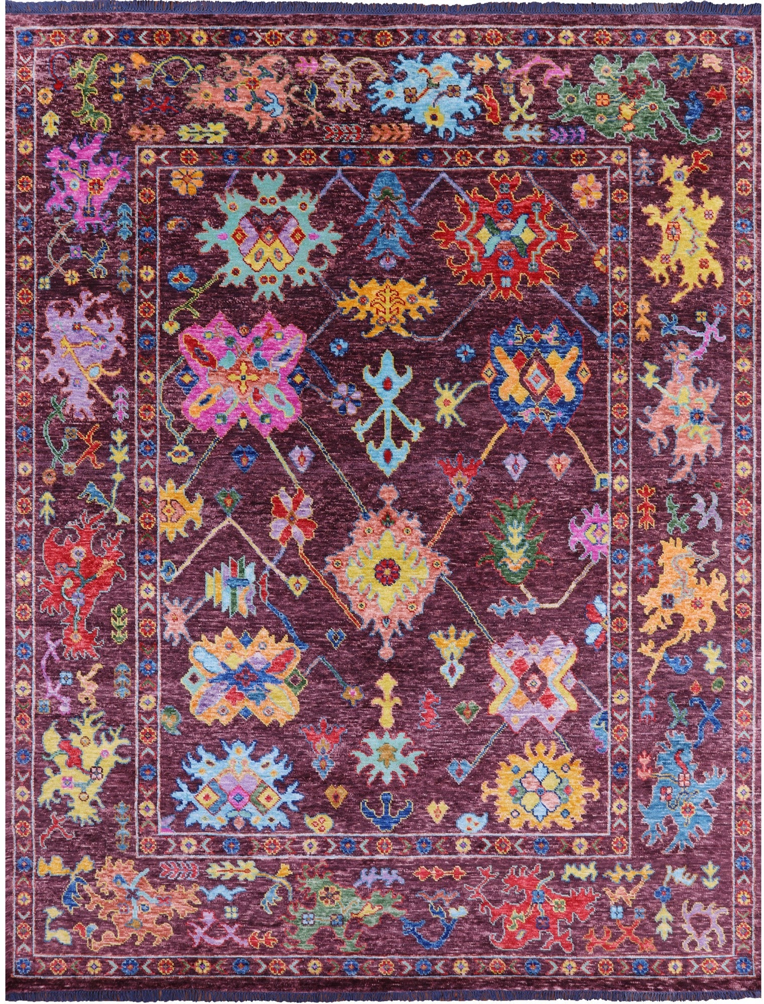 Turkish Oushak Hand Knotted Wool Rug - 9' 1" X 11' 11" - Golden Nile
