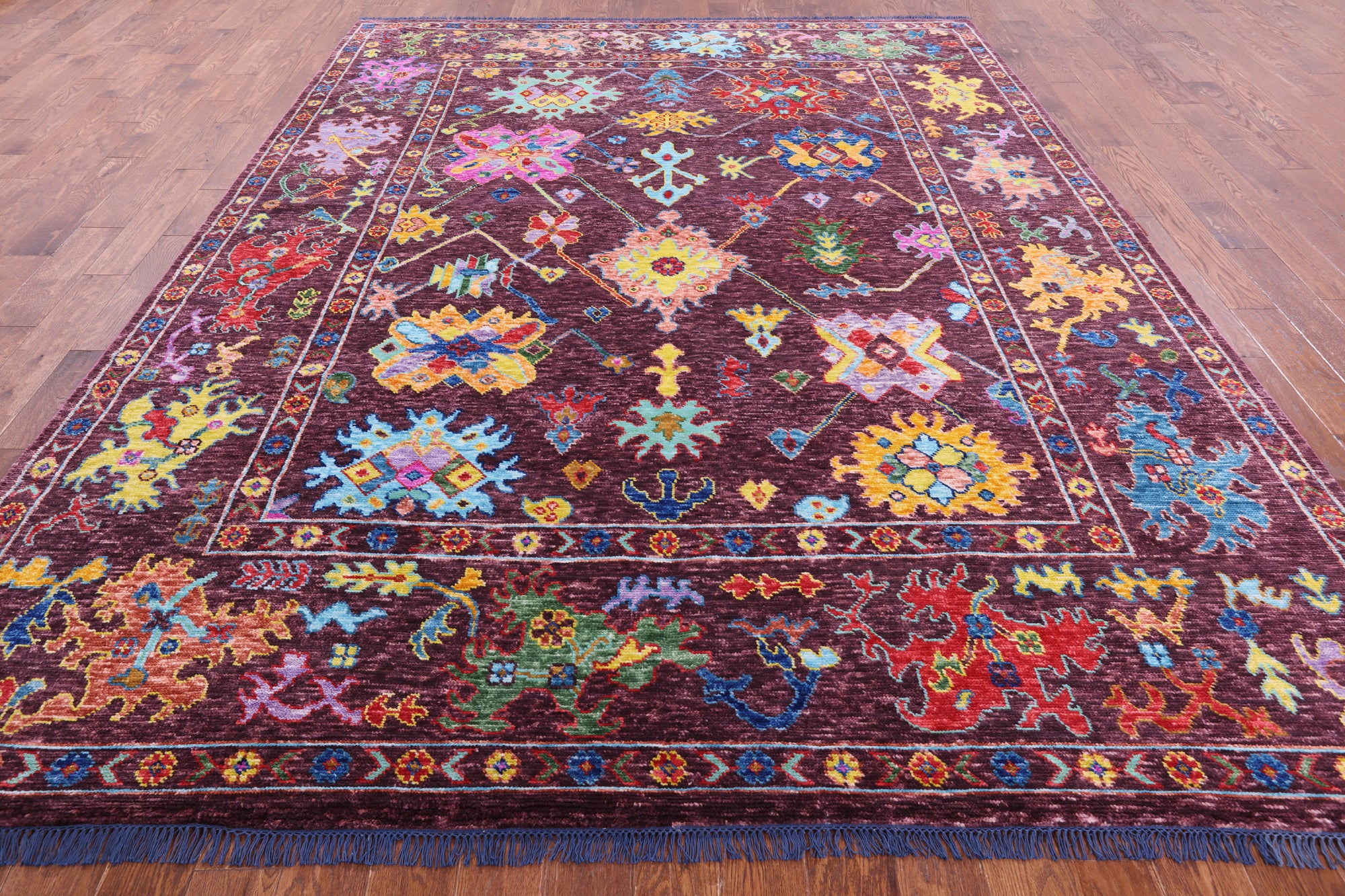 Turkish Oushak Hand Knotted Wool Rug - 9' 1" X 11' 11" - Golden Nile
