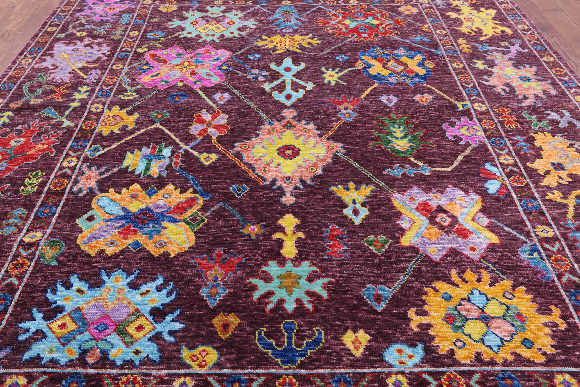 Turkish Oushak Hand Knotted Wool Rug - 9' 1" X 11' 11" - Golden Nile