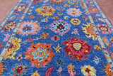 Blue Turkish Oushak Hand Knotted Wool Rug - 9' 2" X 12' 2" - Golden Nile