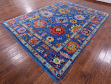 Blue Turkish Oushak Hand Knotted Wool Rug - 9' 2" X 12' 2" - Golden Nile