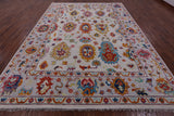 Ivory Turkish Oushak Hand Knotted Wool Rug - 9' 2" X 12' 0" - Golden Nile