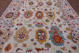 Ivory Turkish Oushak Hand Knotted Wool Rug - 9' 2" X 12' 0" - Golden Nile