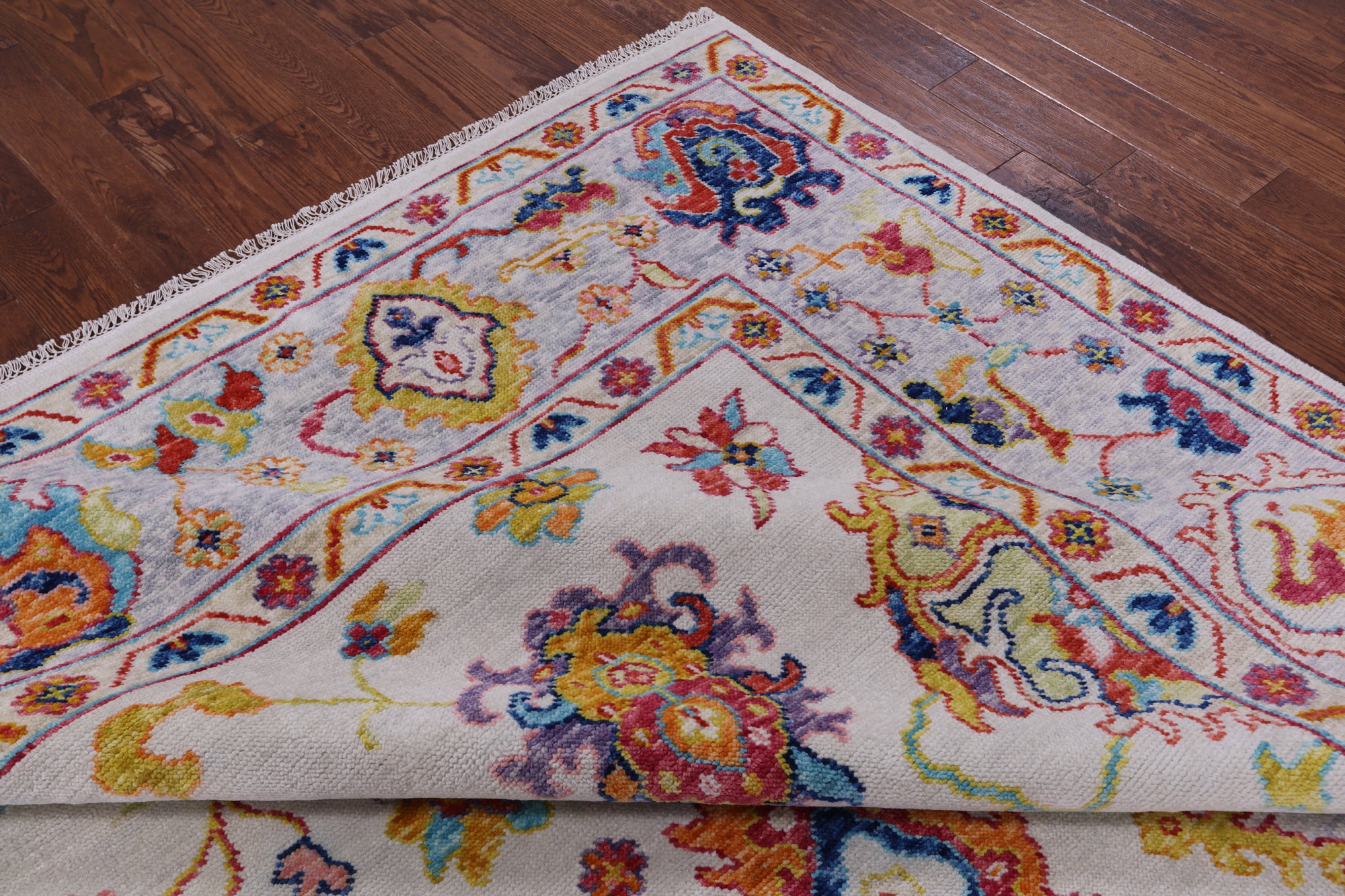 Ivory Turkish Oushak Hand Knotted Wool Rug - 9' 2" X 12' 0" - Golden Nile