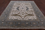 Ivory Turkish Oushak Hand Knotted Wool Area Rug - 8' 2" X 9' 7" - Golden Nile