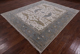 Ivory Turkish Oushak Hand Knotted Wool Area Rug - 8' 2" X 9' 7" - Golden Nile