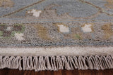 Ivory Turkish Oushak Hand Knotted Wool Area Rug - 8' 2" X 9' 7" - Golden Nile
