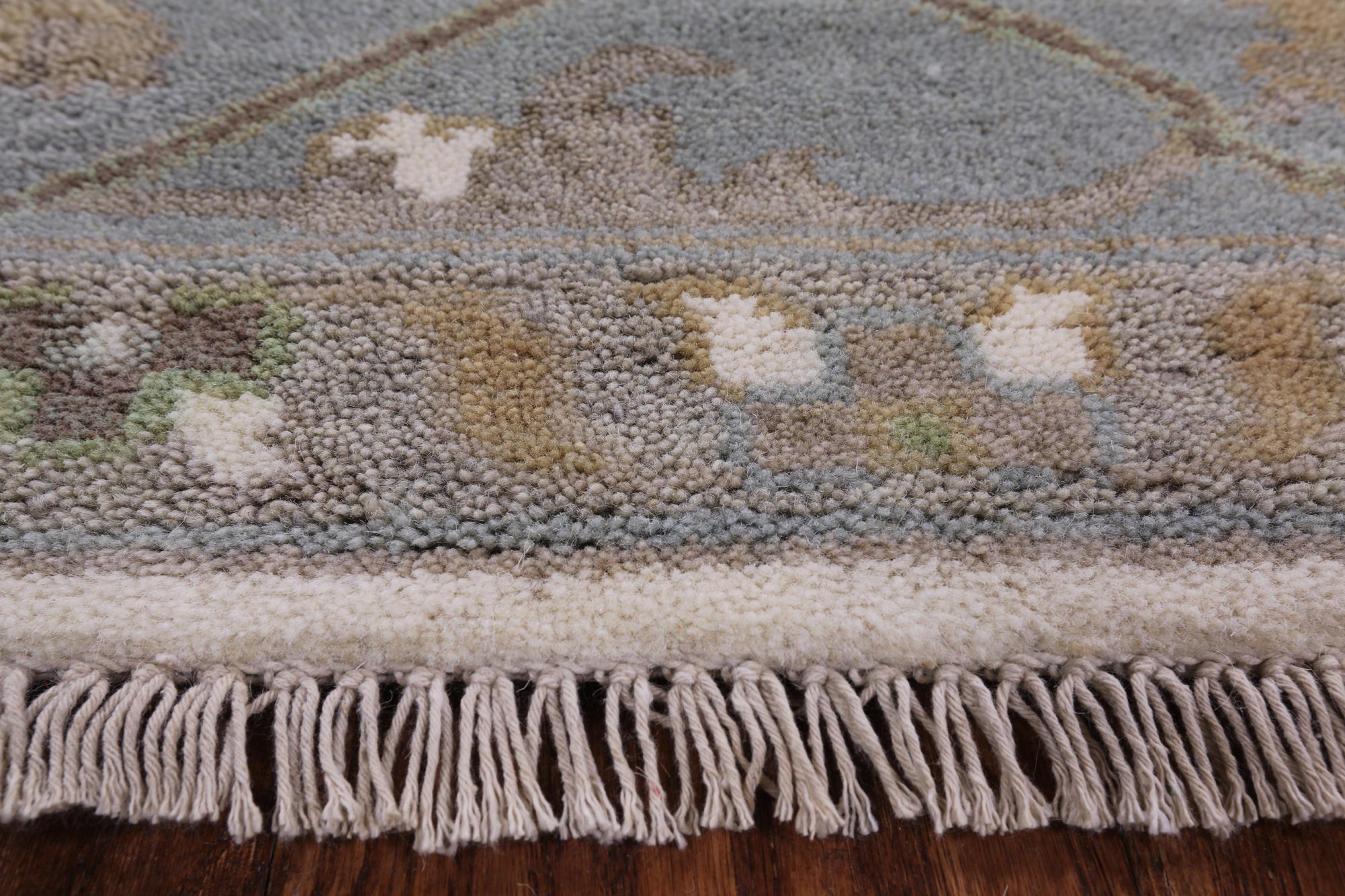 Ivory Turkish Oushak Hand Knotted Wool Area Rug - 8' 2" X 9' 7" - Golden Nile