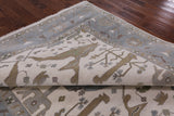 Ivory Turkish Oushak Hand Knotted Wool Area Rug - 8' 2" X 9' 7" - Golden Nile