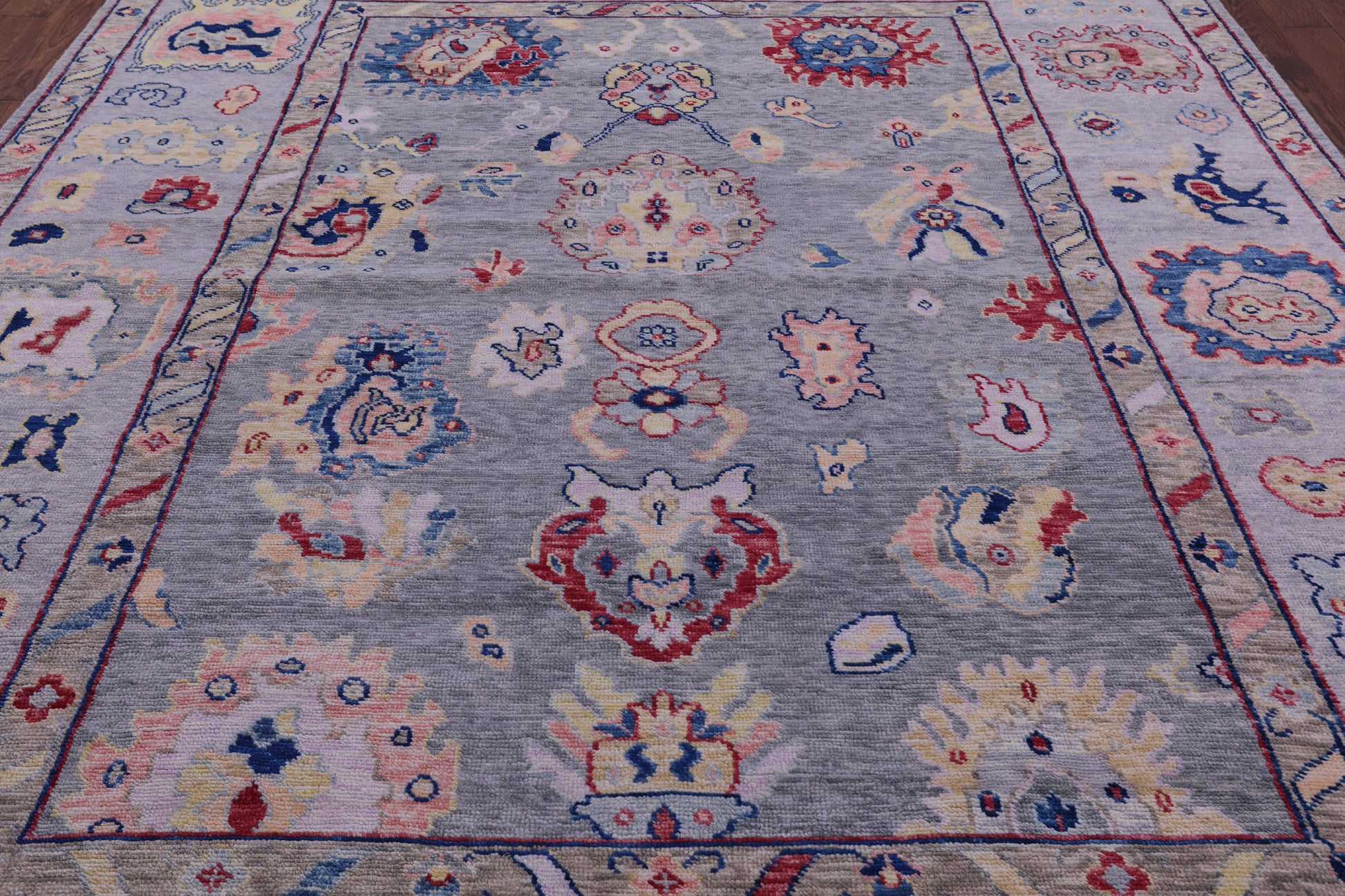 Grey Turkish Oushak Hand Knotted Wool Rug - 9' 5" X 12' 0" - Golden Nile