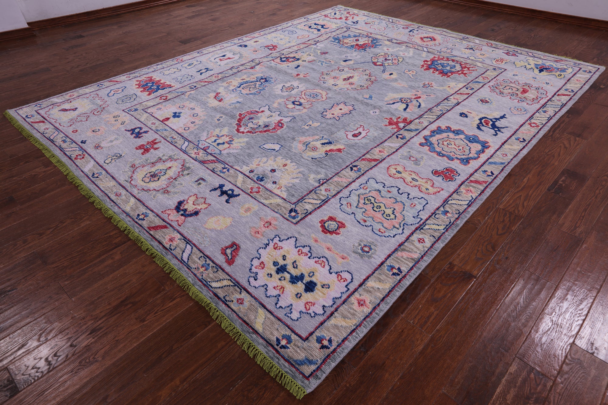 Grey Turkish Oushak Hand Knotted Wool Rug - 9' 5" X 12' 0" - Golden Nile