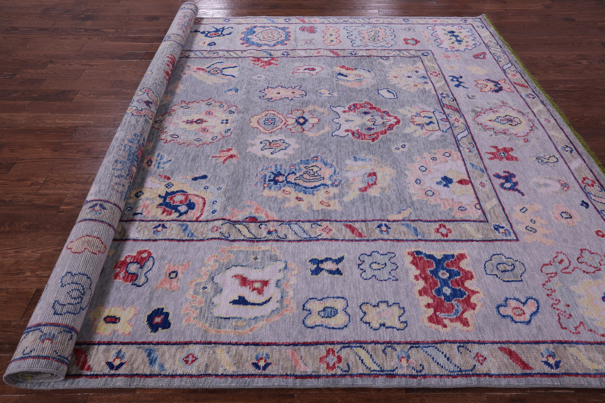Grey Turkish Oushak Hand Knotted Wool Rug - 9' 5" X 12' 0" - Golden Nile
