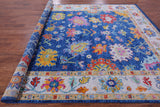 Blue Turkish Oushak Hand Knotted Wool Rug - 9' 4" X 12' 4" - Golden Nile