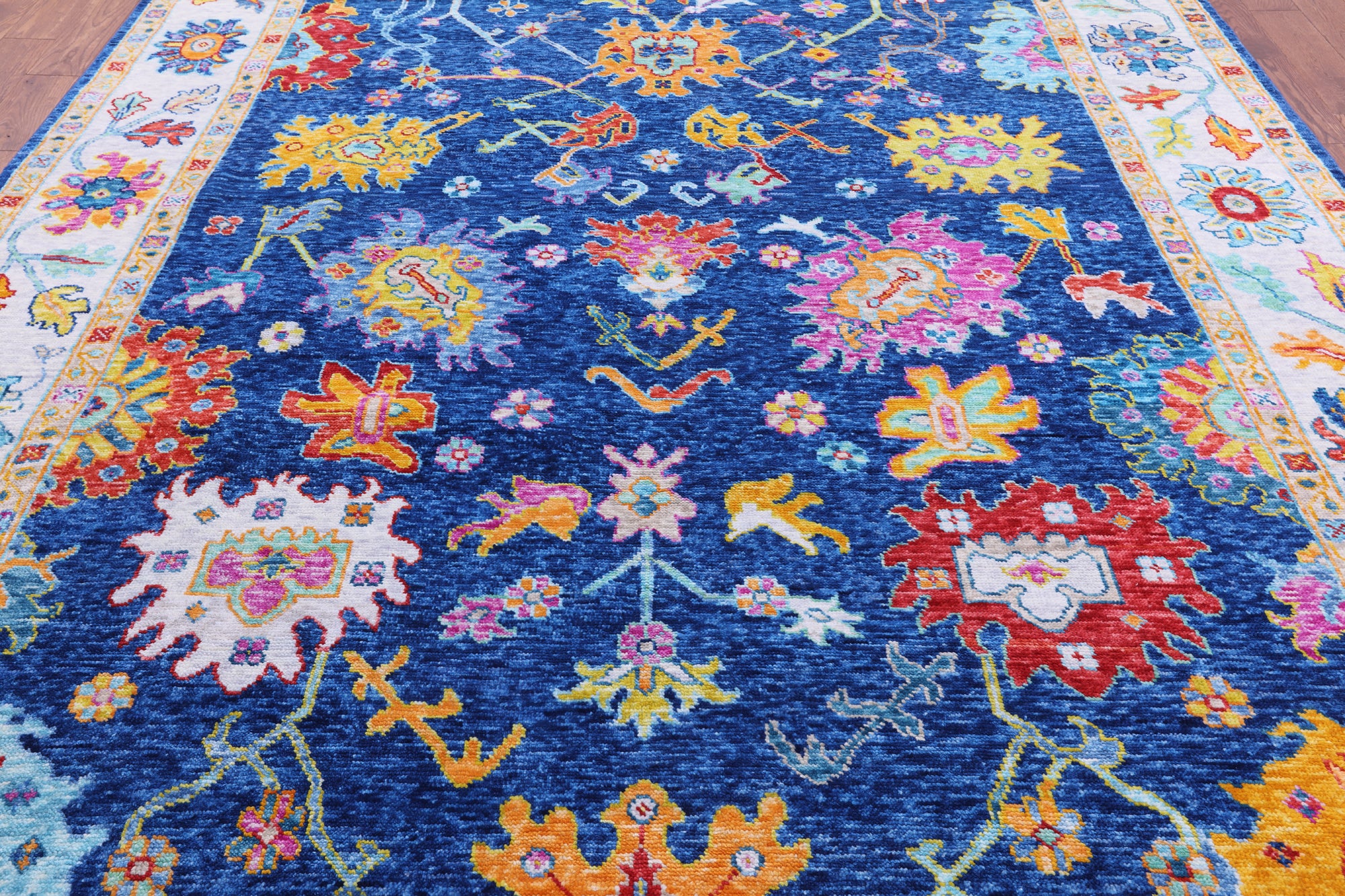 Blue Turkish Oushak Hand Knotted Wool Rug - 9' 4" X 12' 4" - Golden Nile