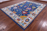 Blue Turkish Oushak Hand Knotted Wool Rug - 9' 4" X 12' 4" - Golden Nile