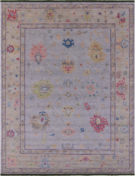 Grey Turkish Oushak Hand Knotted Wool Rug - 9' 3" X 12' 3" - Golden Nile