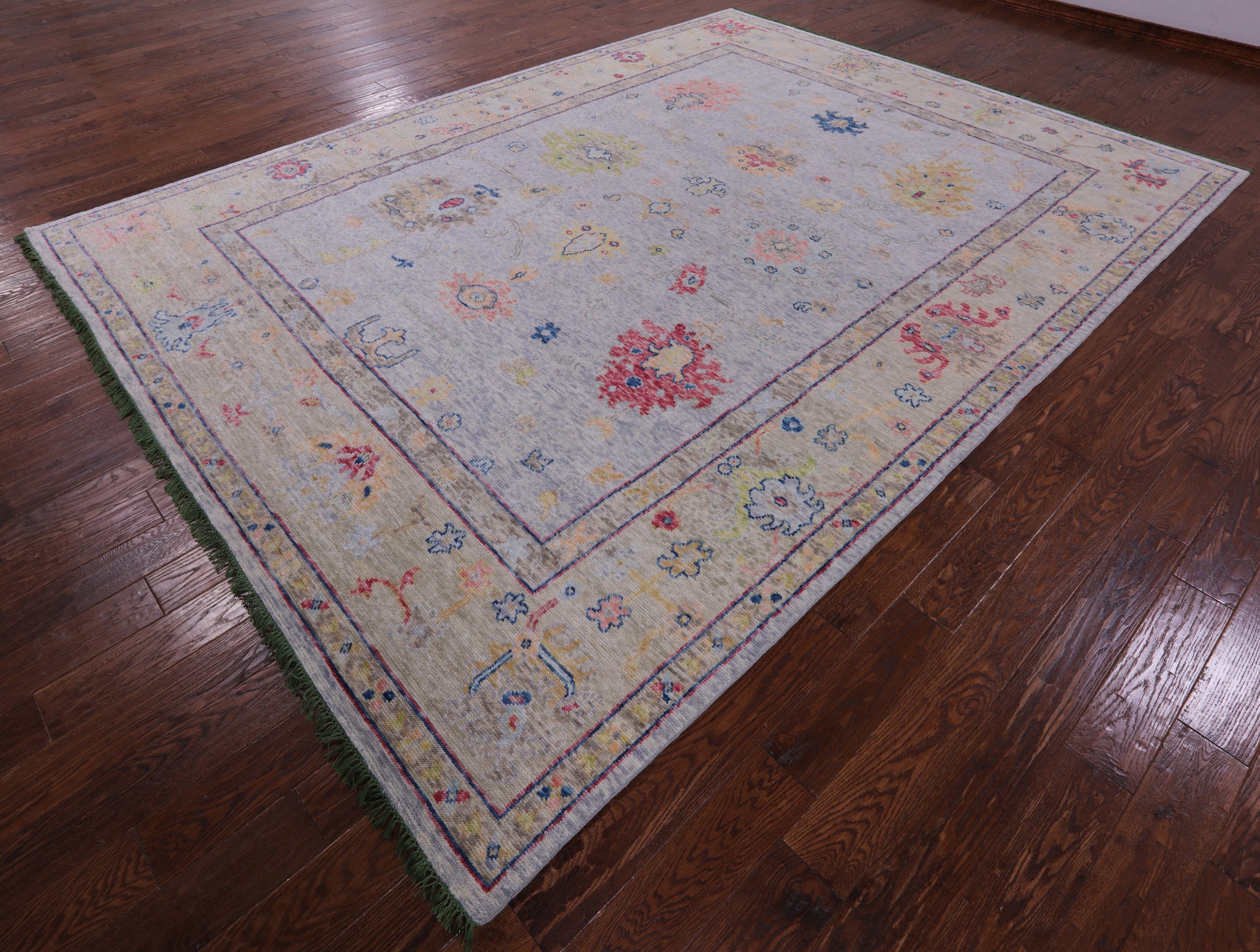 Grey Turkish Oushak Hand Knotted Wool Rug - 9' 3" X 12' 3" - Golden Nile