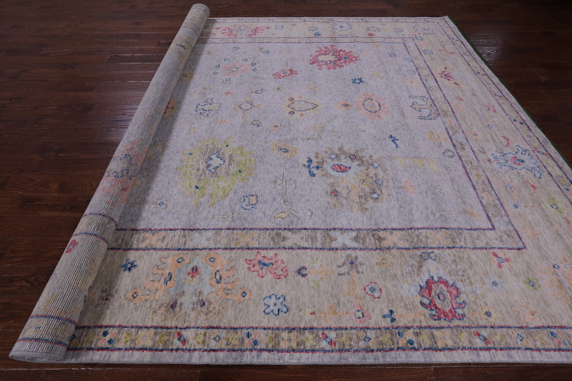 Grey Turkish Oushak Hand Knotted Wool Rug - 9' 3" X 12' 3" - Golden Nile