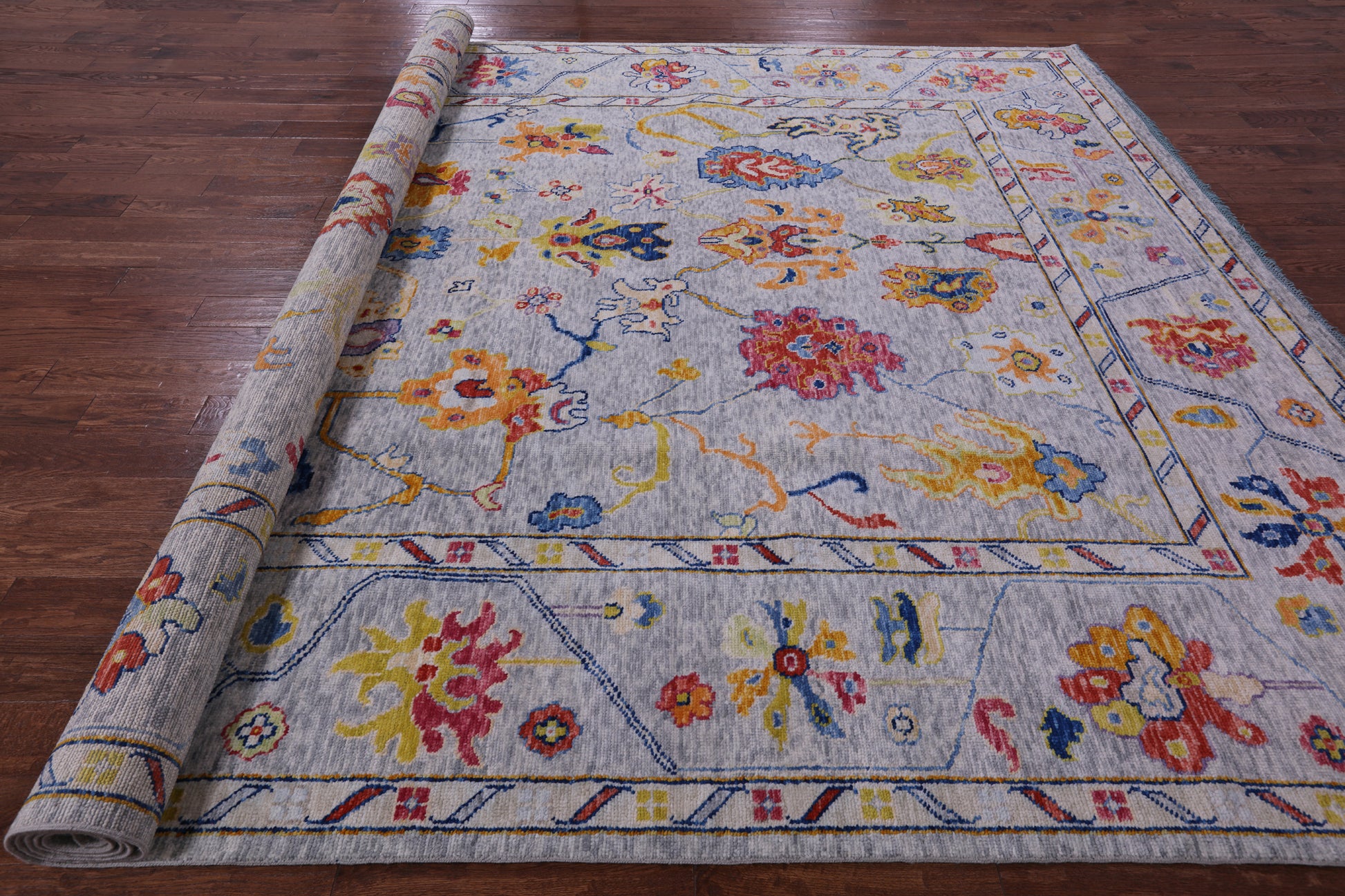 Grey Turkish Oushak Handmade Wool Rug - 10' 4" X 13' 11" - Golden Nile