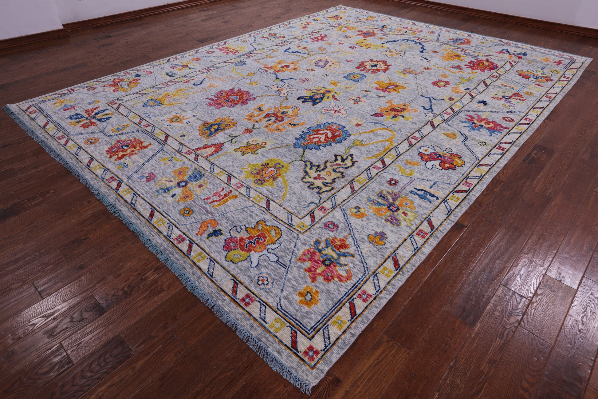 Grey Turkish Oushak Handmade Wool Rug - 10' 4" X 13' 11" - Golden Nile