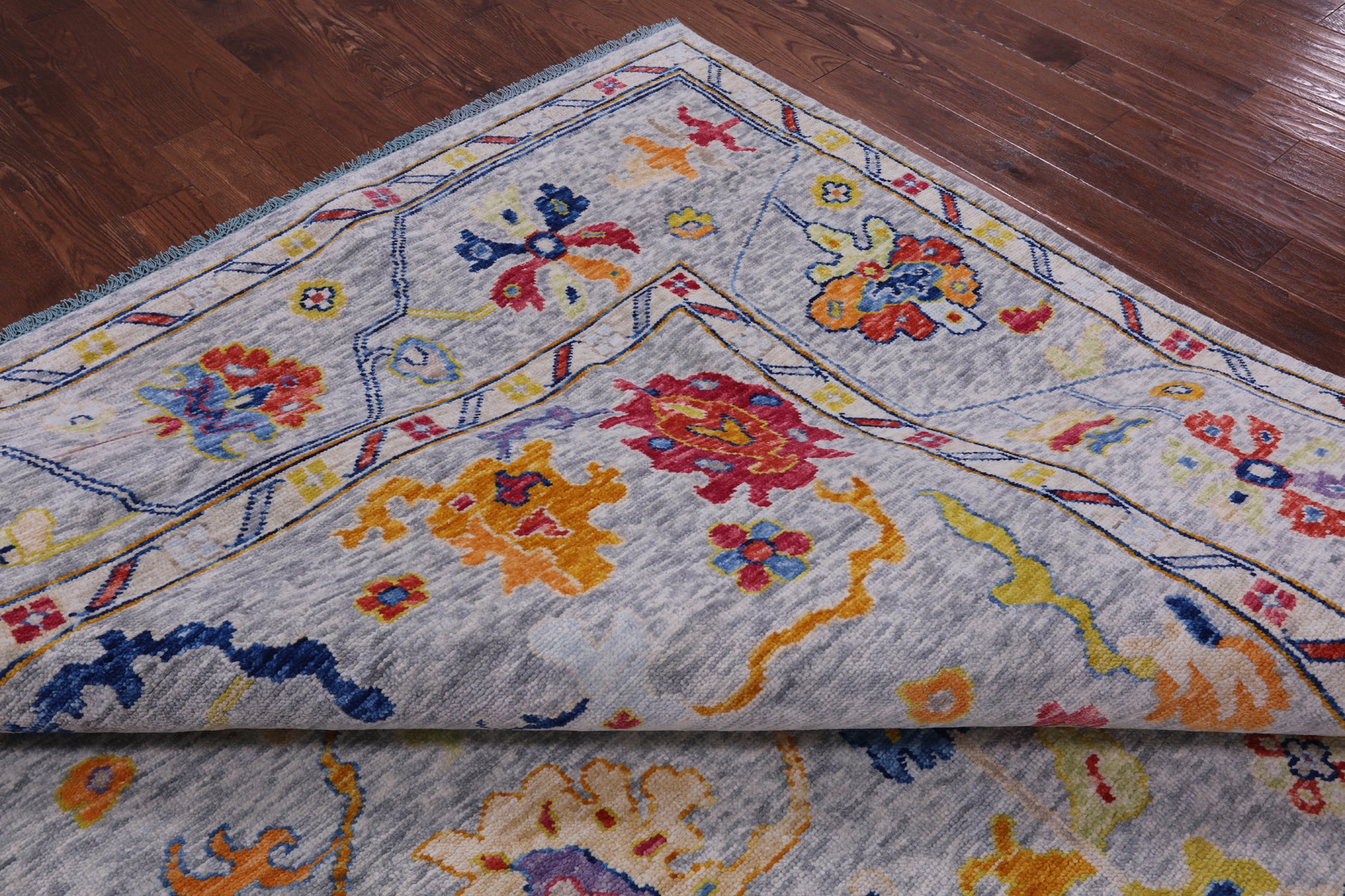Grey Turkish Oushak Handmade Wool Rug - 10' 4" X 13' 11" - Golden Nile