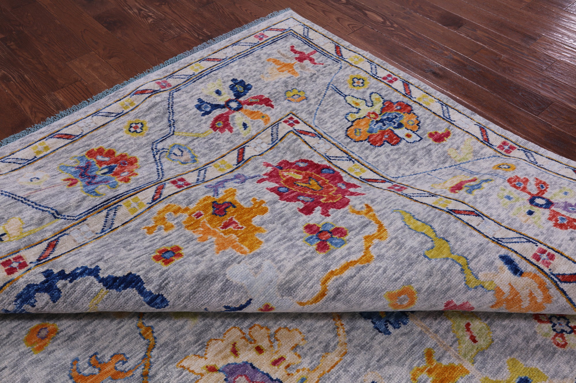 Grey Turkish Oushak Handmade Wool Rug - 10' 4" X 13' 11" - Golden Nile