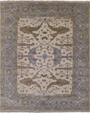 Ivory Turkish Oushak Hand Knotted Wool Area Rug - 8' 0" X 10' 0" - Golden Nile