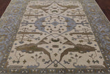 Ivory Turkish Oushak Hand Knotted Wool Area Rug - 8' 0" X 10' 0" - Golden Nile