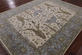 Ivory Turkish Oushak Hand Knotted Wool Area Rug - 8' 0" X 10' 0" - Golden Nile